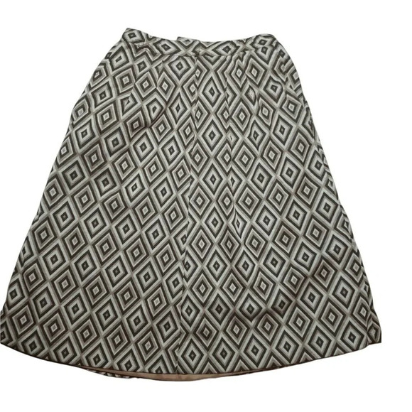 Vintage Handmade 1970s A-Line Full Skirt Brown Tones Diamond  Pattern Wool XS - Picture 4 of 5